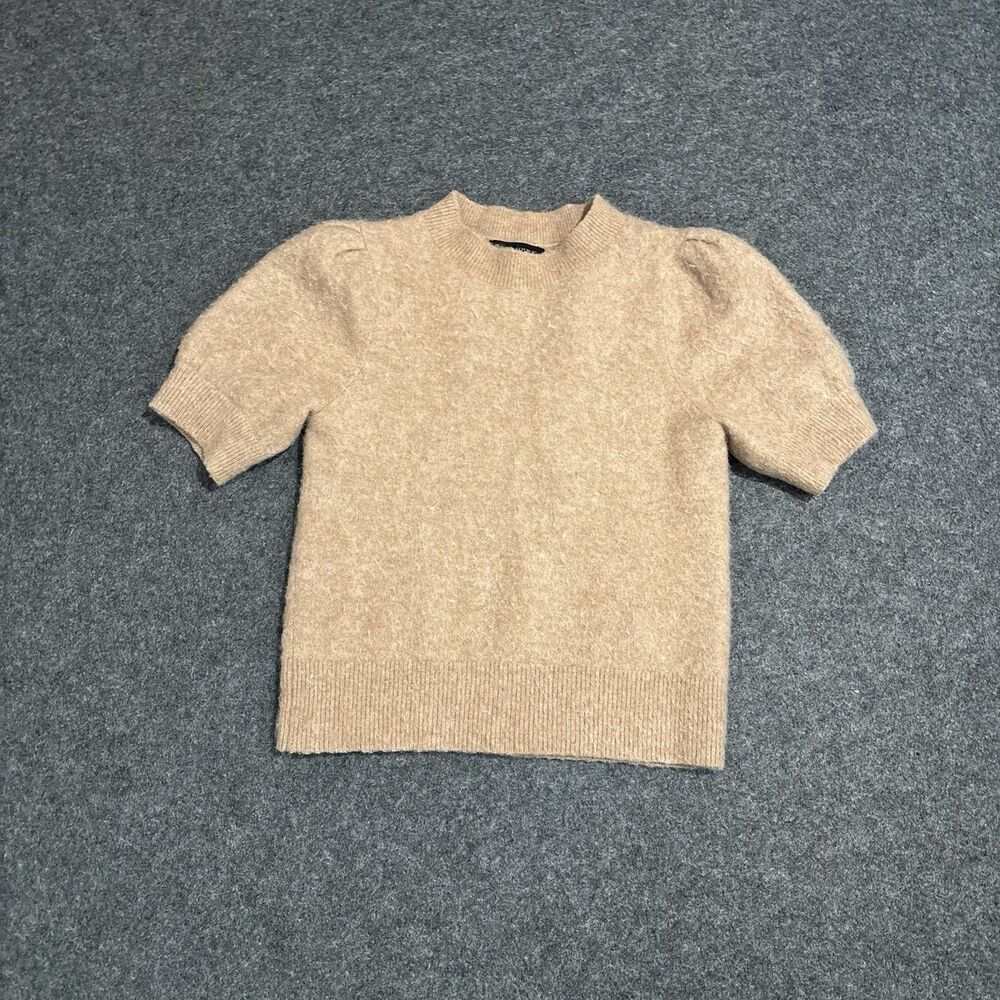 Banana Republic Puff Sleeve Top Womens Small Wool Alpaca Blend Tan